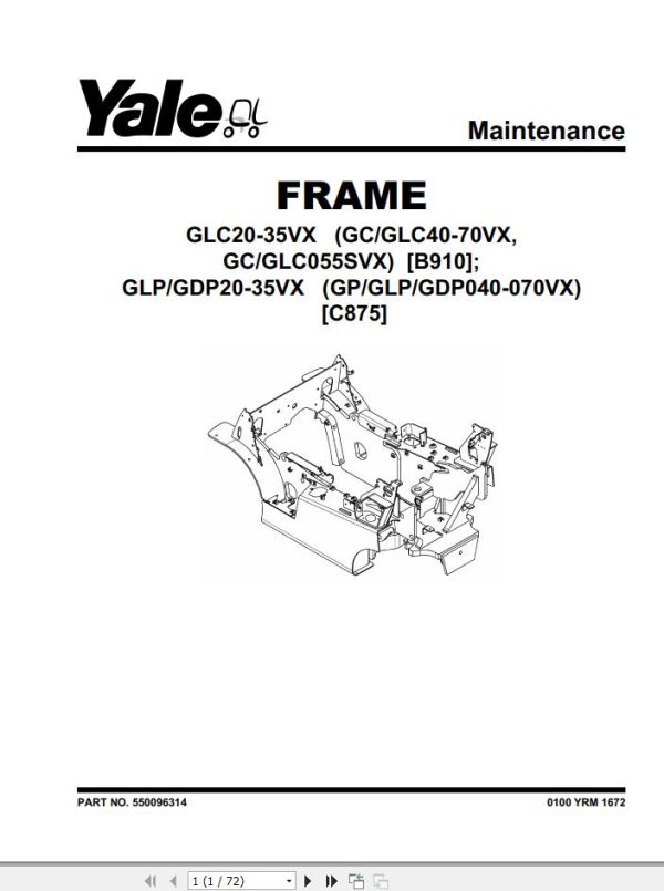 Yale Forklift C875 GP40 70VX GLP40 70VX GDP40 70VX Service Manual 04.2023 2