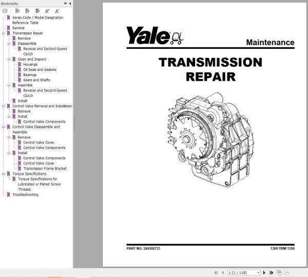 Yale Forklift C876 GDP8090100120DB Europe Service Manual 02.2023