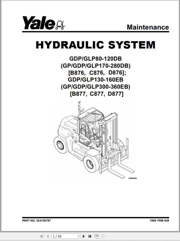 Yale Forklift C877 GDP300 330 360EB Service Manual 02.2023 1