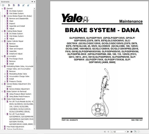 Yale Forklift C878 GLP60 70VX GDP60 70VX Europe Service Manual 02.2023 1