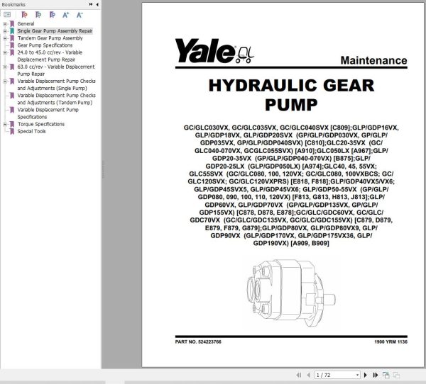 Yale Forklift C878 GLP60 70VX GDP60 70VX Europe Service Manual 02.2023 2