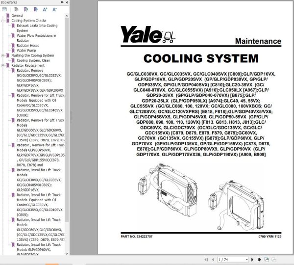 Yale Forklift C879 GC135VX to GLC155VX Service Manual 1