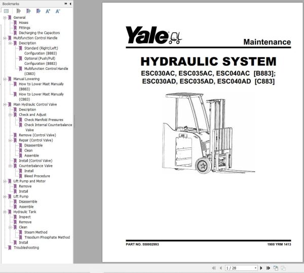 Yale Forklift C883 ESC030AD ESC035AD ESC040AD Service Manual 1