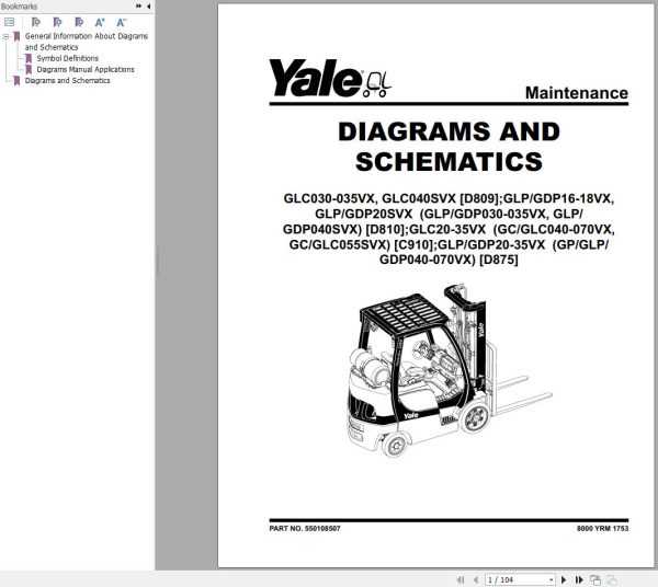 Yale Forklift C910 GC GLC040VX to GC GLC070VX Service Manual 1