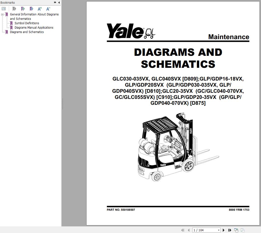 Yale Forklift C910 GC GLC040VX to GC GLC070VX Service Manual 1