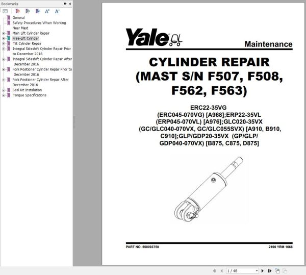 Yale Forklift C910 GC GLC040VX to GC GLC070VX Service Manual 1 1