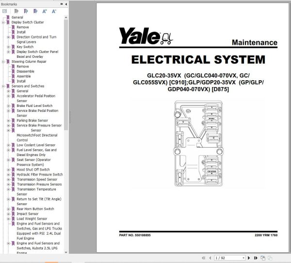 Yale Forklift C910 GC GLC040VX to GC GLC070VX Service Manual 2 1