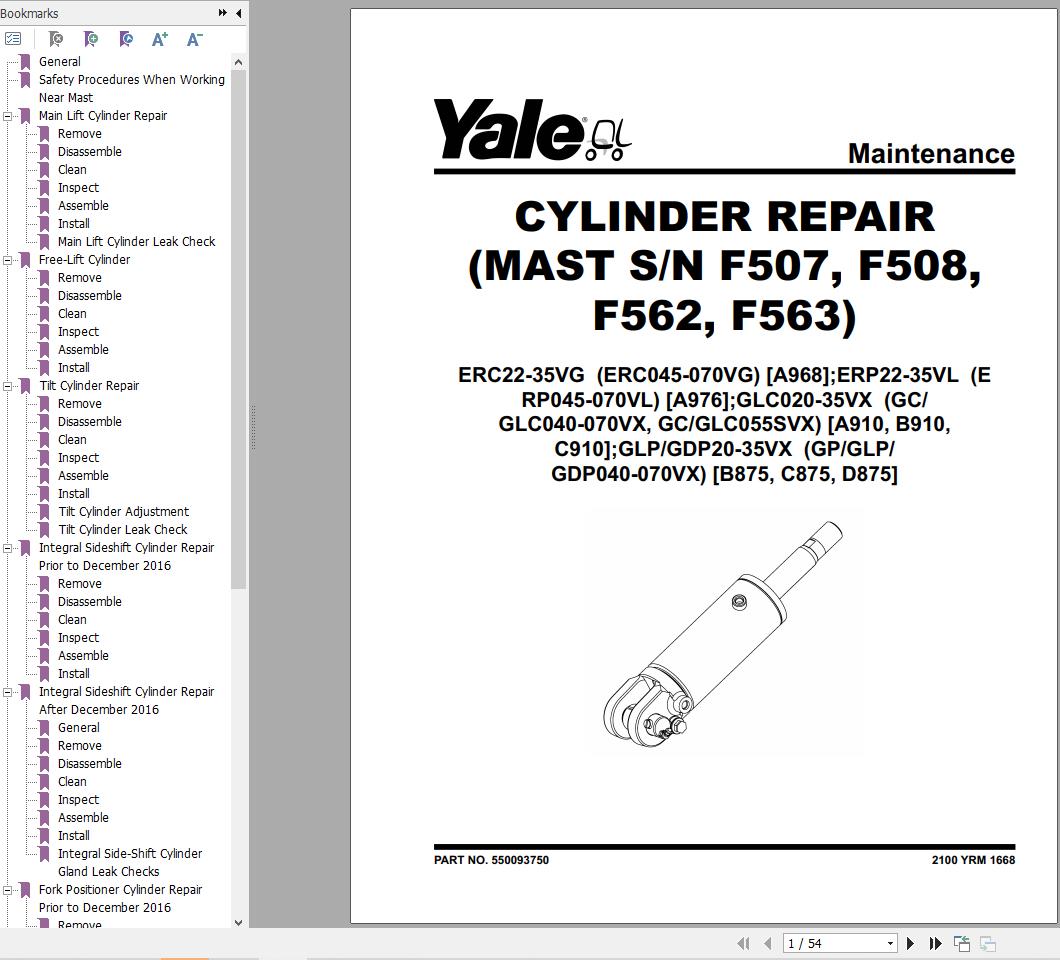 Yale Forklift C910 GLC20VX GLC25VXGLC30VX GLC35VX Service Manual