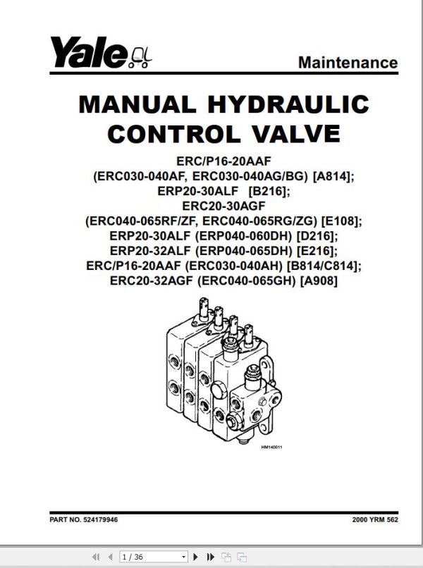 Yale Forklift D216 ERP20 30ALF Service Manual 1