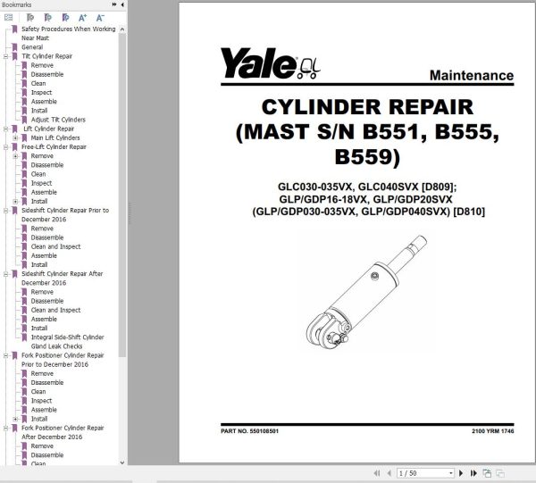Yale Forklift D810 GDPGLP030VX to GDPGLPS040VX Service Manual 02.2023 1