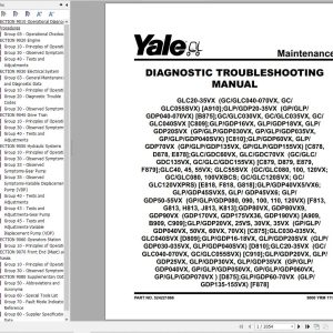 Yale Forklift D810 GDPGLP16VX to GDPGLP20SVX Europe Service Manual 02.2023
