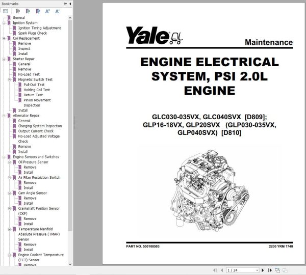 Yale Forklift D810 GDPGLP16VX to GDPGLP20SVX Europe Service Manual 02.2023 1