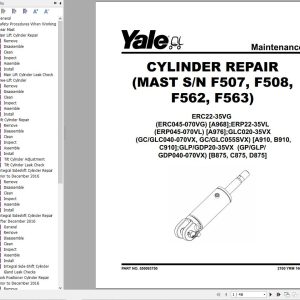 Yale Forklift D875 GLPGDP20VX to GLPGDP35VX Europe Service Manual
