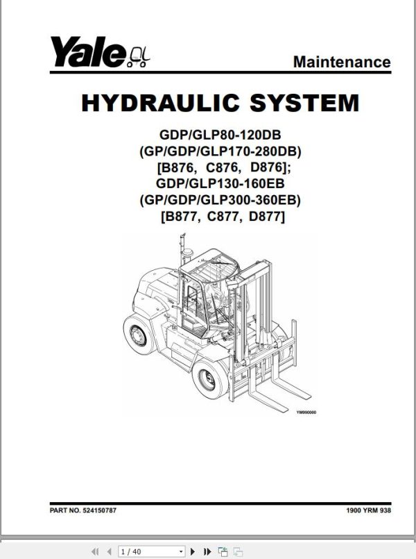Yale Forklift D877 GDPGLP300EB to GDGLPP360EB Service Manual 02.2023 2