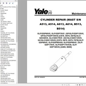 Yale Forklift D878 GPGLPGDP135 VX GPGLPGDP155VX Service Manual 02.2023