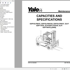 Yale Forklift D909 GDP80VX to GLP90VX Europe Service Manual 02.2023