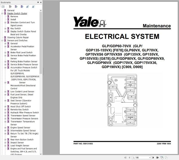 Yale Forklift D909 GDP80VX to GLP90VX Europe Service Manual 02.2023 2