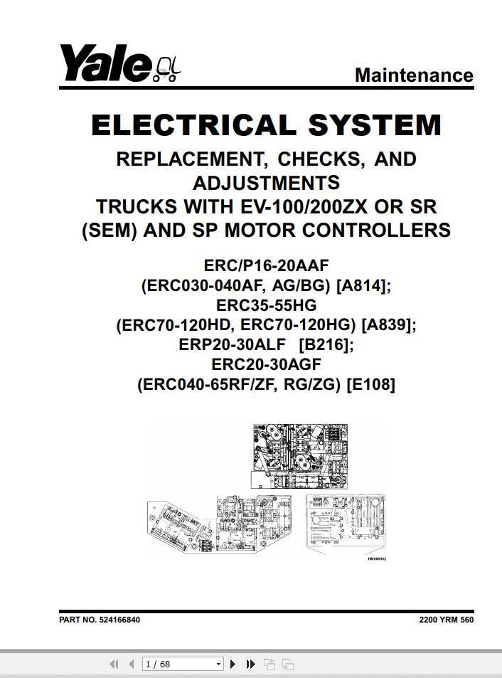 Yale Forklift E108 ERC040 065RGZG Service Manual