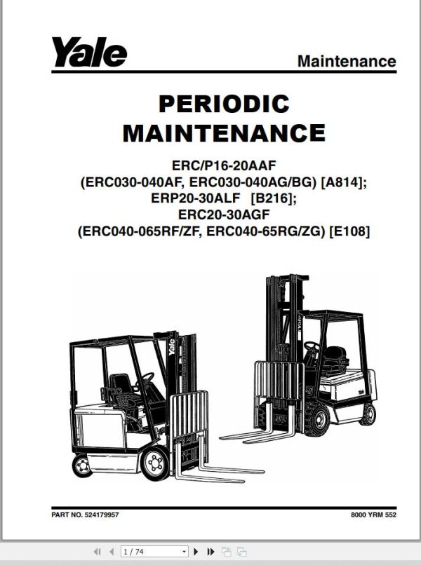 Yale Forklift E108 ERC20 30AGF Service Manual 1
