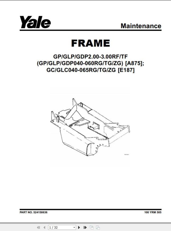 Yale Forklift E187 GC GLC060 065ZG Service Manual 1