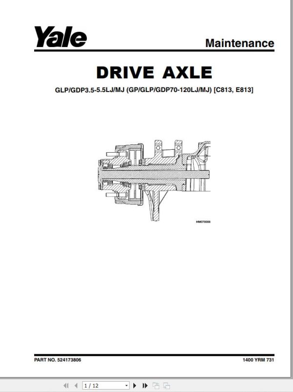 Yale Forklift E813 GDPGLP35 40LJ GDPGLP45 55 MJ Europe Service Manual