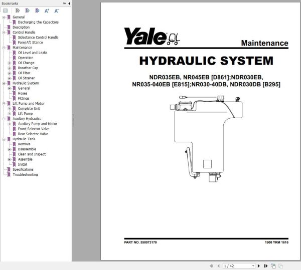 Yale Forklift E815 NDR030EB NR040EB NR035EB Service Manual