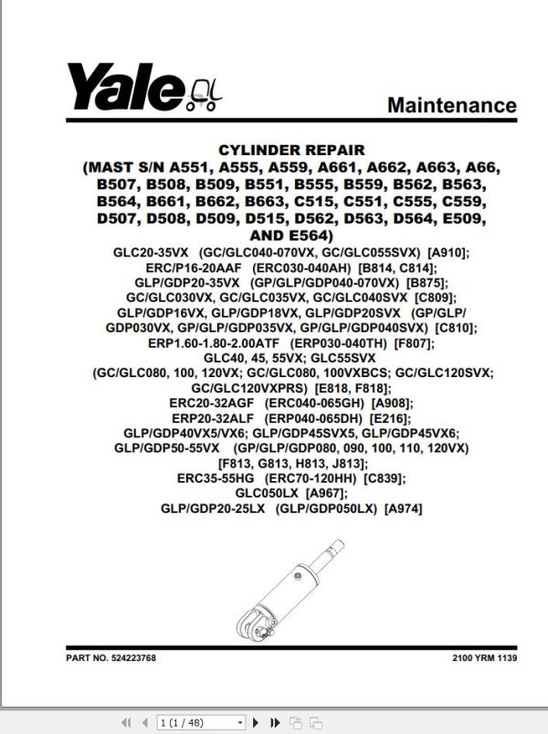 Yale Forklift E818 GC GLC080 100 120VX to GC GLC120V Service Manual 1