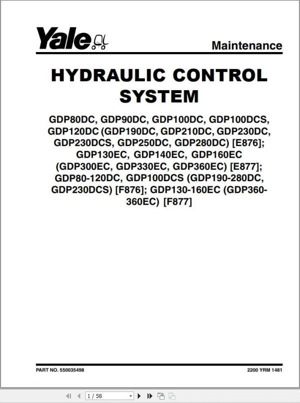 Yale Forklift E877 GDP130EC GDP140EC GDP160EC Europe Service Manual 2