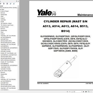 Yale Forklift E878 GLP60VX GLP70VX GDP60VX GDP70VX Europe Service Manual 02.2023