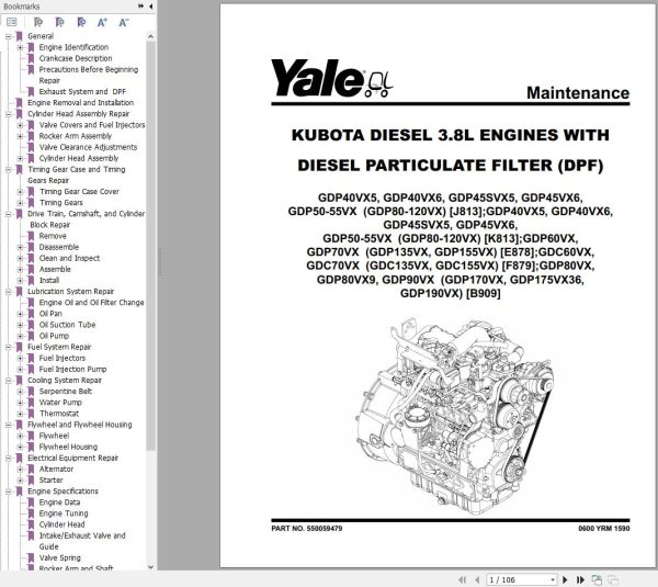 Yale Forklift E878 GLP60VX GLP70VX GDP60VX GDP70VX Europe Service Manual 02.2023 2