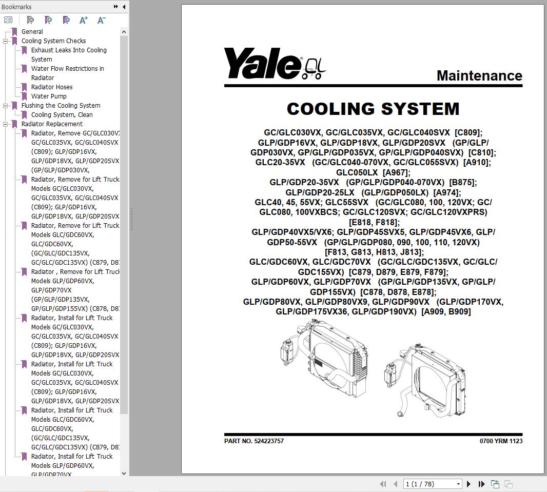 Yale Forklift E879 GC GLC GDC135VX 155VX Service Manual