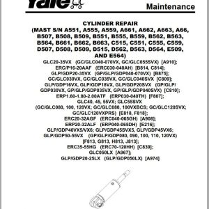 Yale Forklift F813 GPGDPGLP080VX to 120VX Service Manual 02.2023