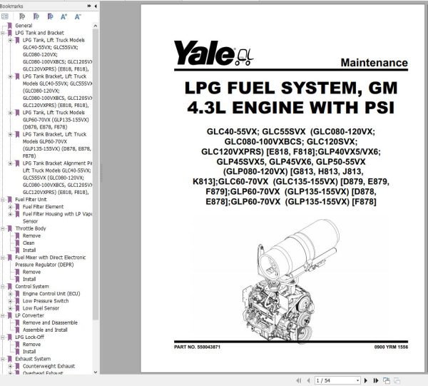 Yale Forklift F818 GC GLC080 120 VX to GC GLC120VXPRS Service Manual