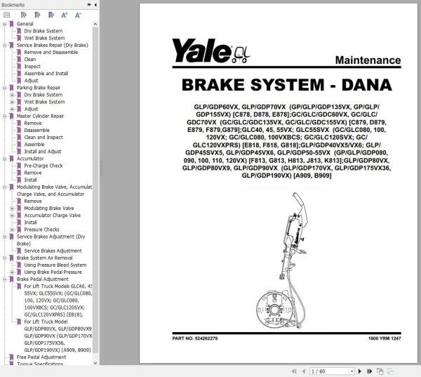 Yale Forklift F818 GLC40 55VX GLC55SVX Service Manual