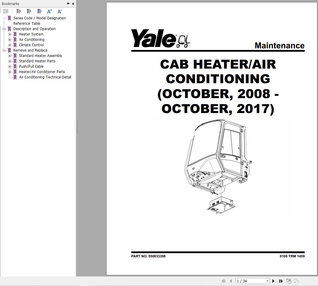 Yale Forklift F877 GDP130EC GDP140EC GDP160EC Europe Service Manual 02.2023