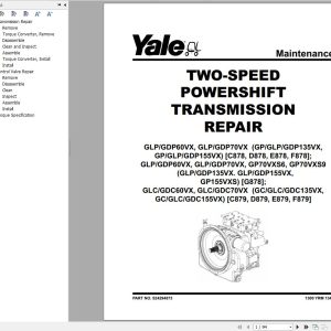 Yale Forklift F878 GLP60 70VX GDP60 70VX Europe Service Manual 07.2023