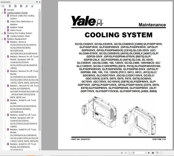 Yale Forklift F879 GC GLC GDC135VX 155VX Service Manual