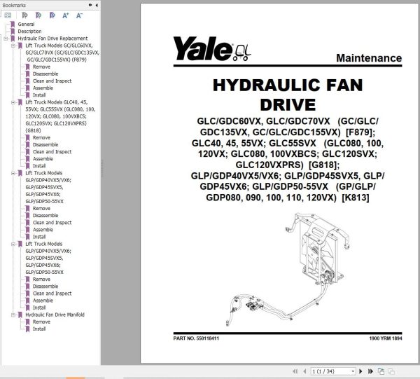 Yale Forklift F879 GC GLC GDC135VX 155VX Service Manual 1