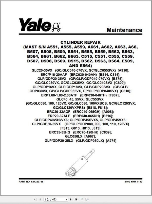 Yale Forklift G813 GLPGDP40VX5 to 55VX Europe Service Manual 02.2023 1