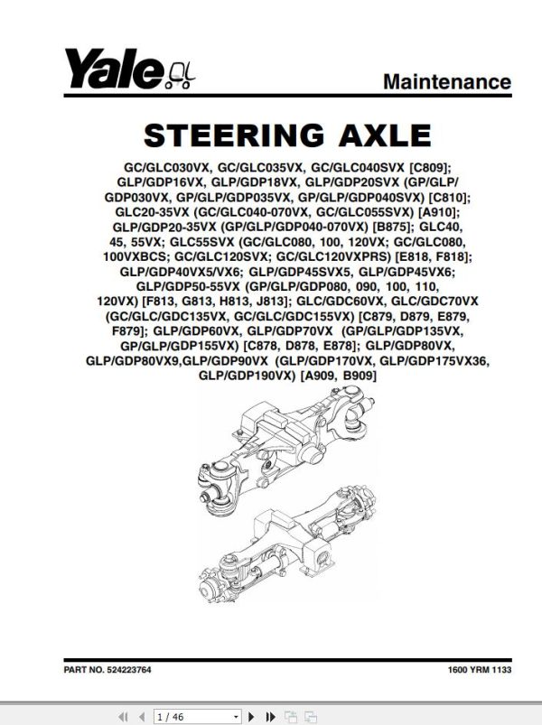 Yale Forklift G813 GP080 120VX GLP080 120VX GDP080 120VX Service Manual 02.2023