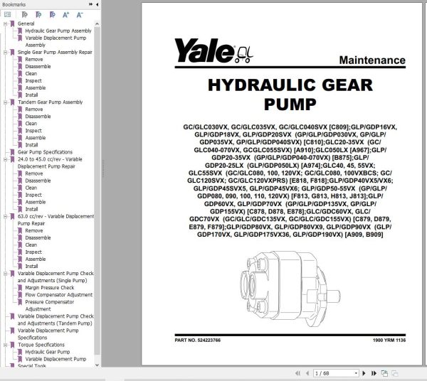 Yale Forklift G813 GP080 120VX GLP080 120VX GDP080 120VX Service Manual 02.2023 1