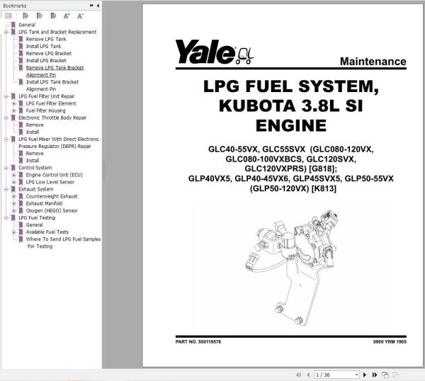 Yale Forklift G818 GLC080 120 VX to GLC120VXPRS Service Manual 2