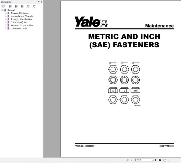 Yale Forklift G877 GDP300EC GDP330DC GDP360EC Service Manual 02.2023