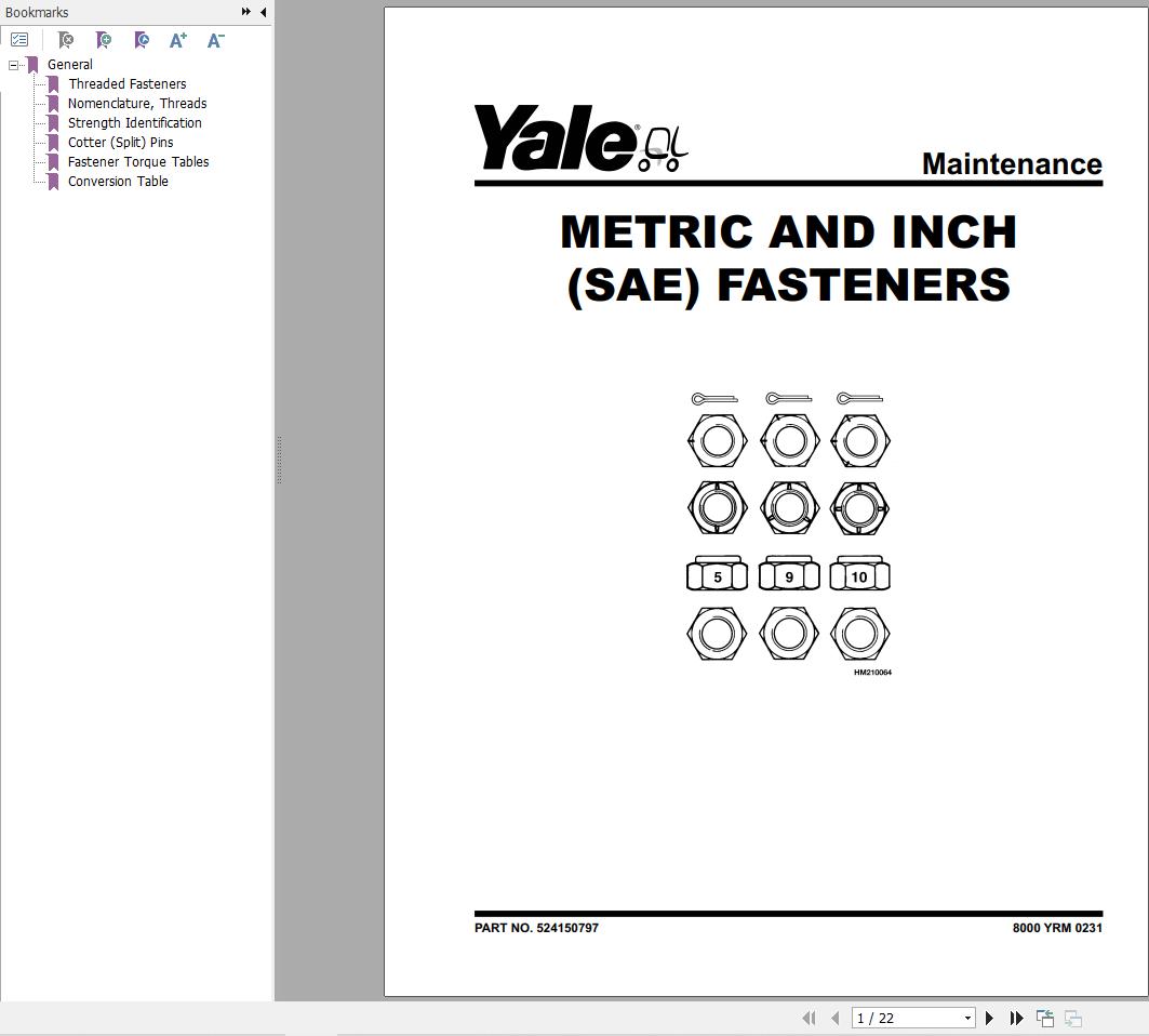 Yale Forklift G877 GDP300EC GDP330DC GDP360EC Service Manual 02.2023