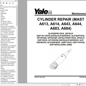 Yale Forklift G878 GP135VX to GP155VXS Service Manual 07.2023