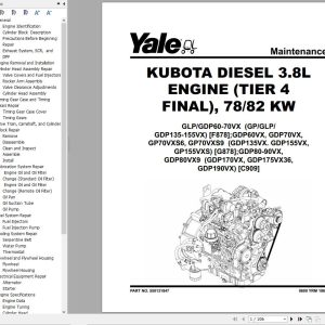 Yale Forklift G878 GP60VX to GP70SVX Europe Service Manual 07.2023
