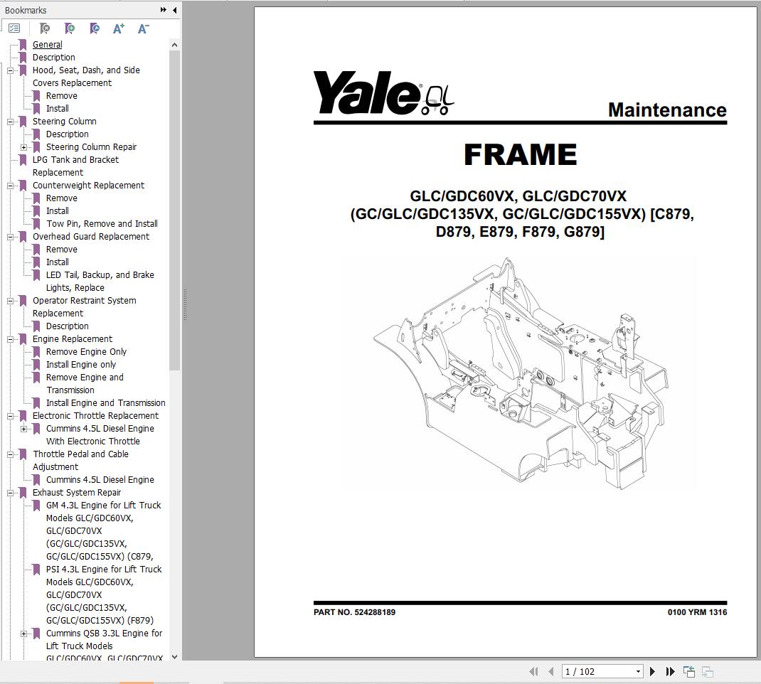 Yale Forklift G879 GC135VX GC155VX Service Manual