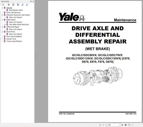 Yale Forklift G879 GC60VX GC70VX Service Manual 1