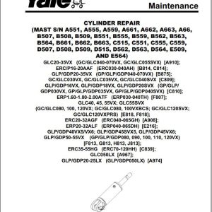 Yale Forklift H813 GPGLPGDP080 090 100 110 120VX Service Manual 02.2023