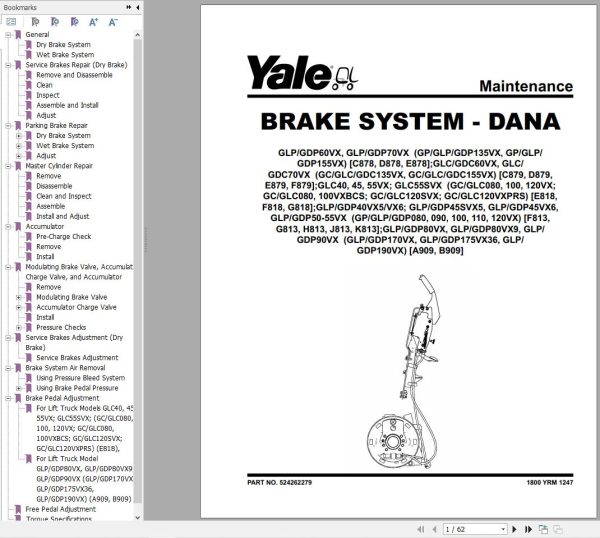 Yale Forklift H813 GPGLPGDP080 090 100 110 120VX Service Manual 02.2023 1